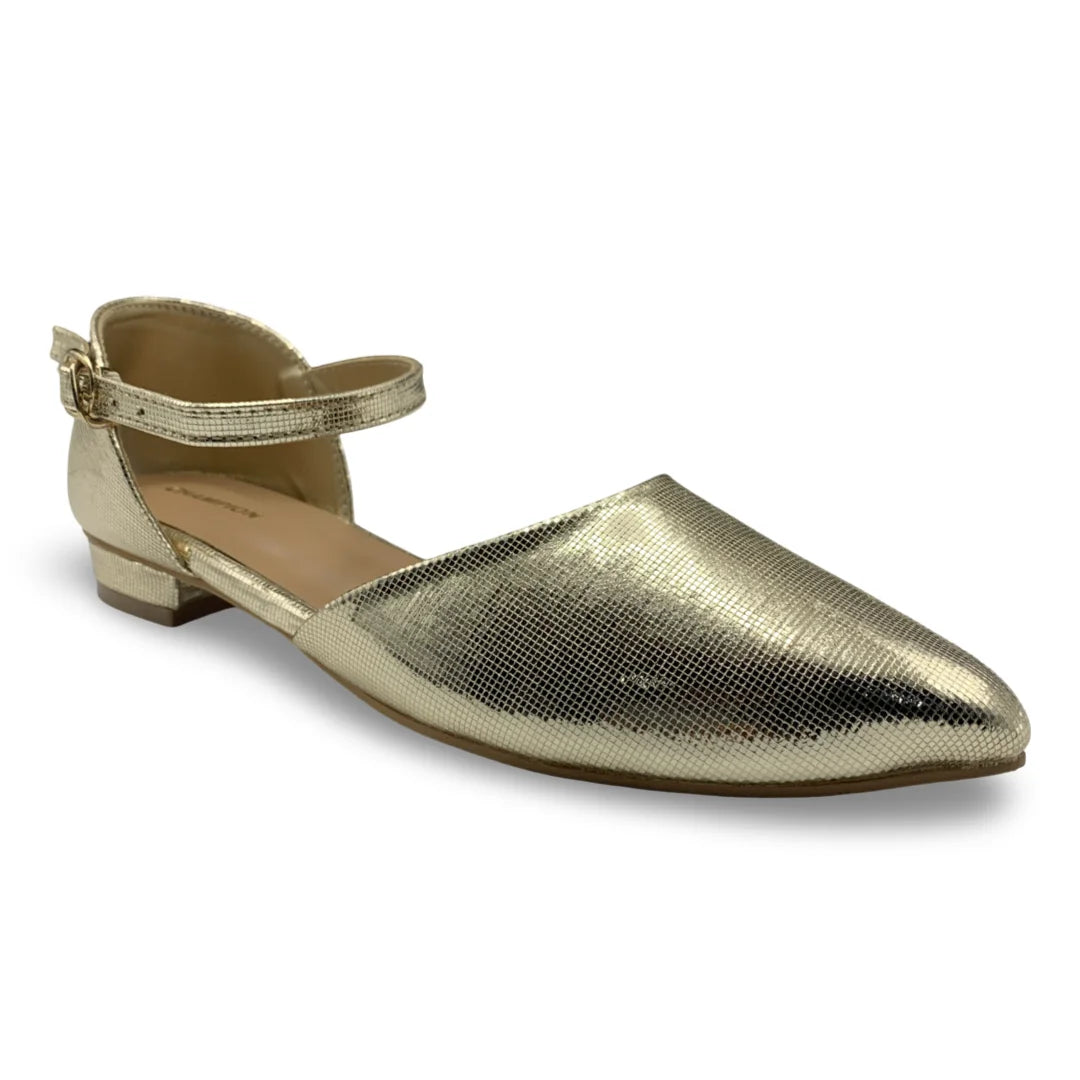 7584  Textured D’Orsay Ankle Strap Flats