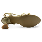 6660  Studded Strappy Flared Heel Sandals