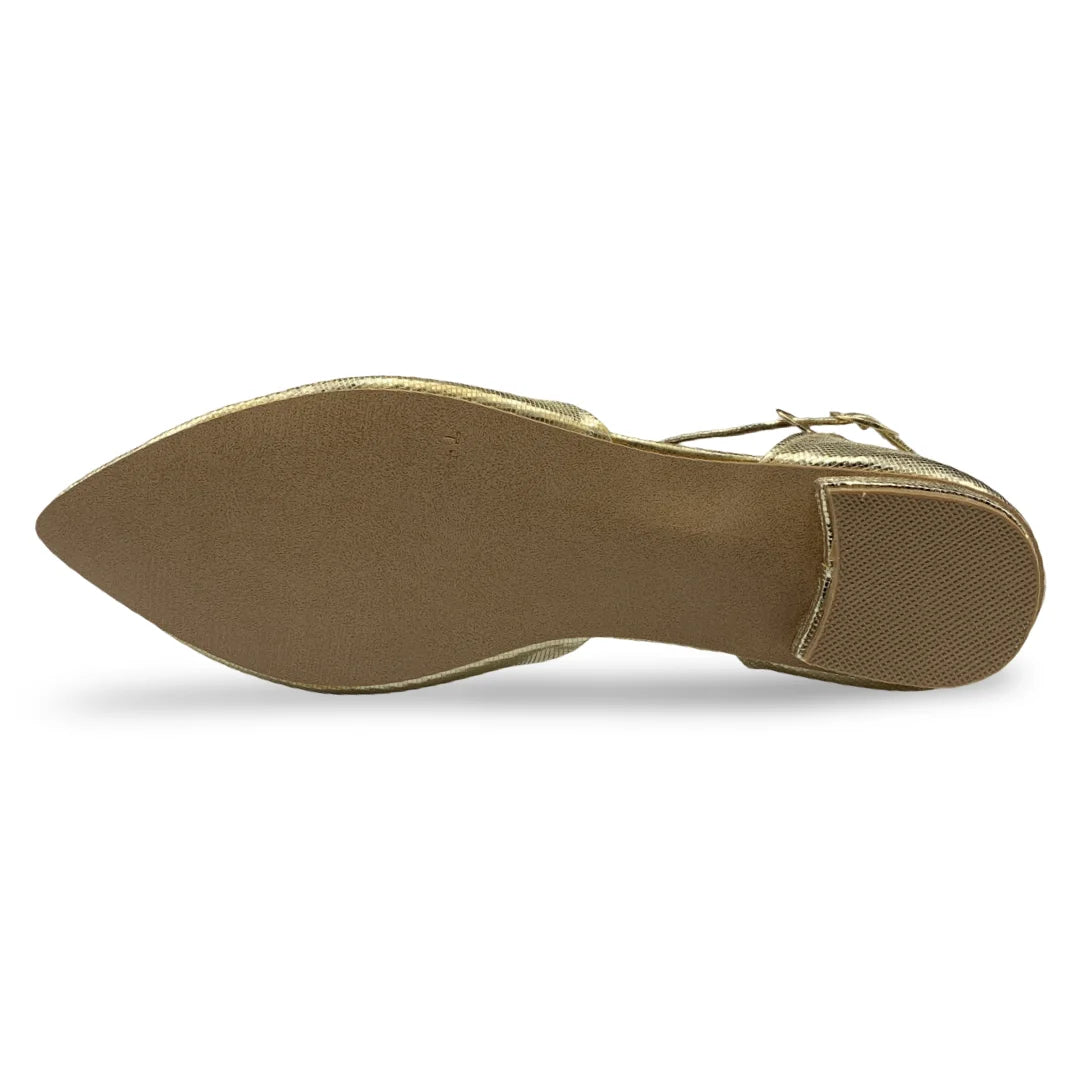 7584  Textured D’Orsay Ankle Strap Flats