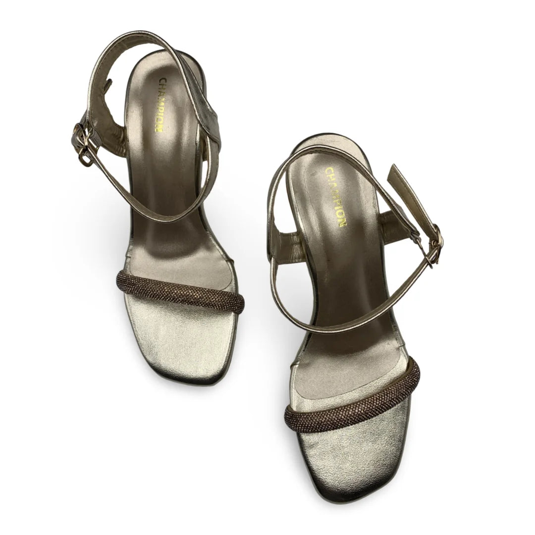 6659  Gleam Strap Flared Heel Sandals