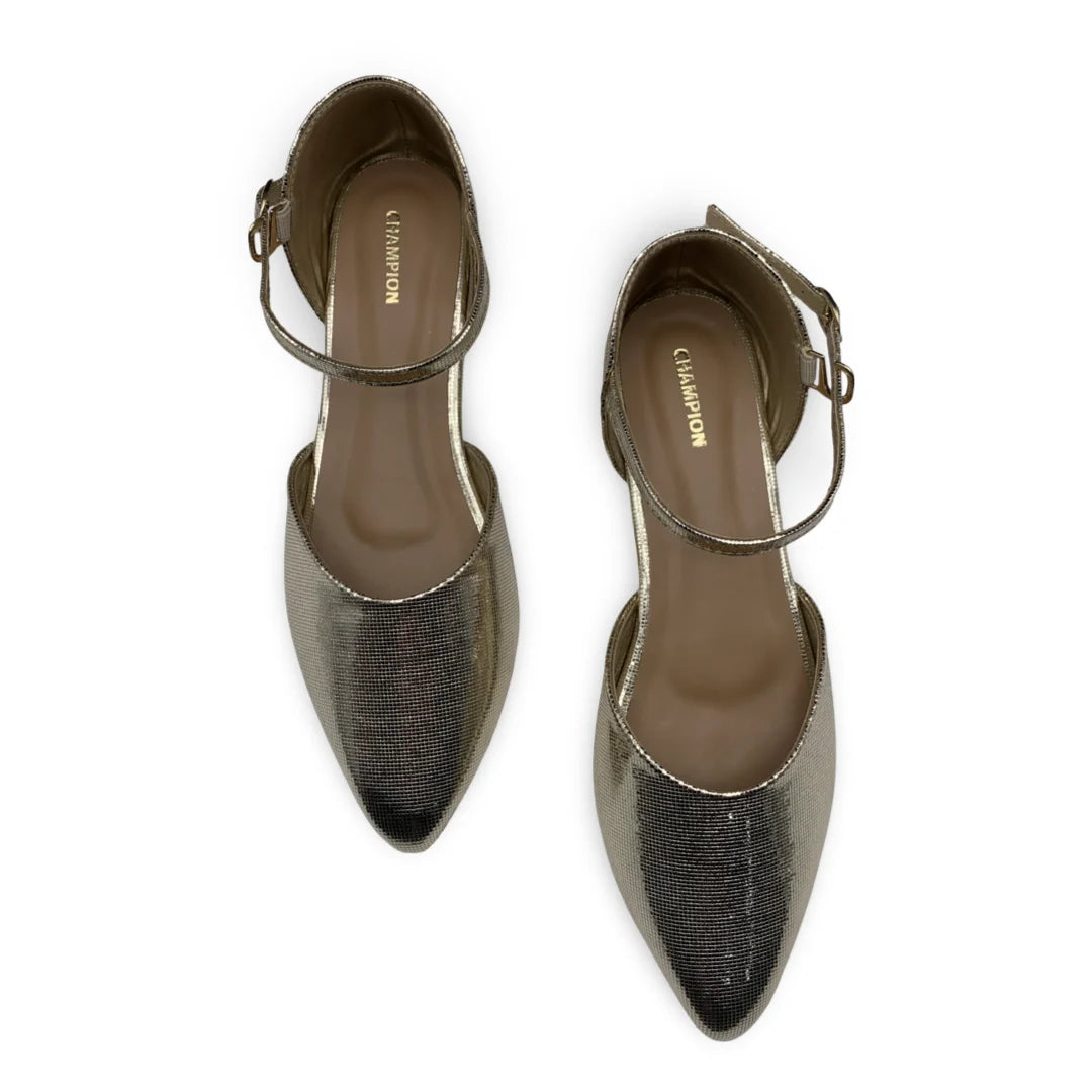 7584  Textured D’Orsay Ankle Strap Flats