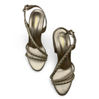 6660  Studded Strappy Flared Heel Sandals