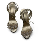 6647  Midnight Flora Spool Heel Sandals