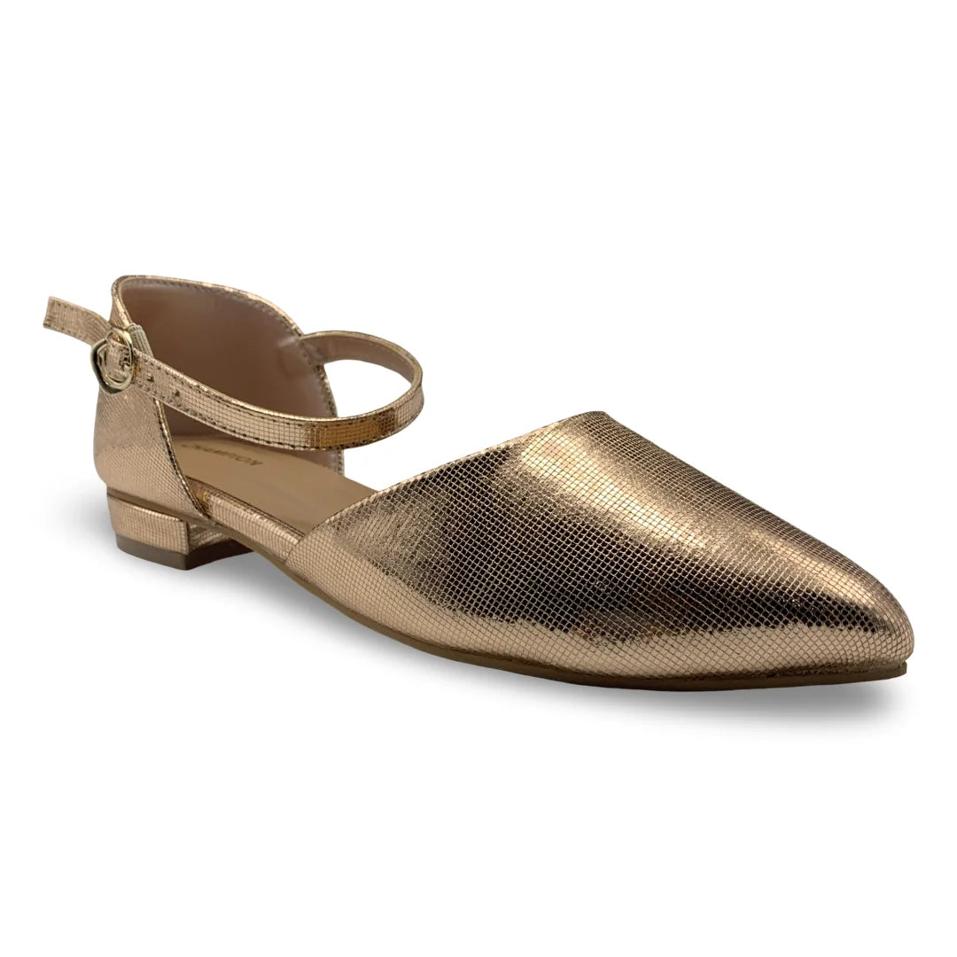 7584  Textured D’Orsay Ankle Strap Flats