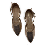 7584  Textured D’Orsay Ankle Strap Flats