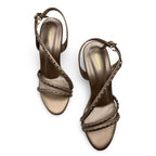 6660  Studded Strappy Flared Heel Sandals