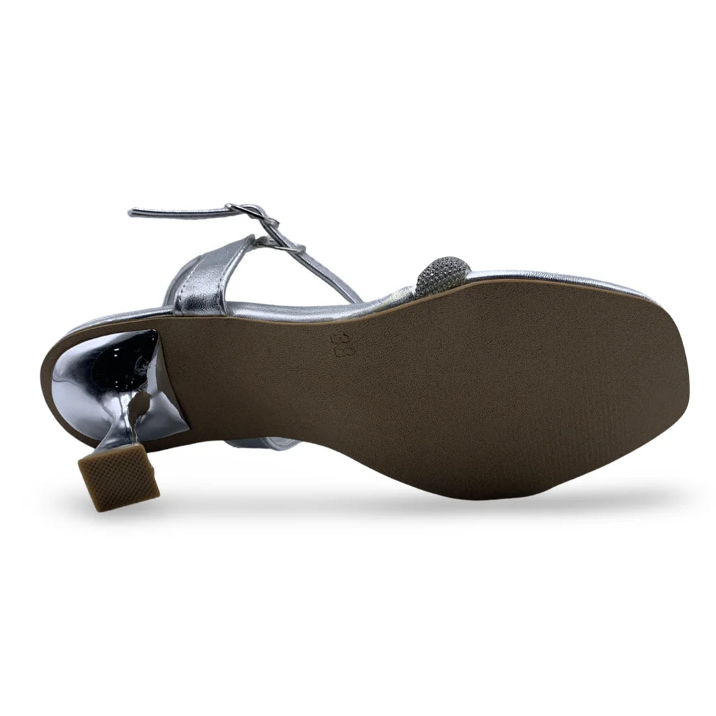 6659  Gleam Strap Flared Heel Sandals