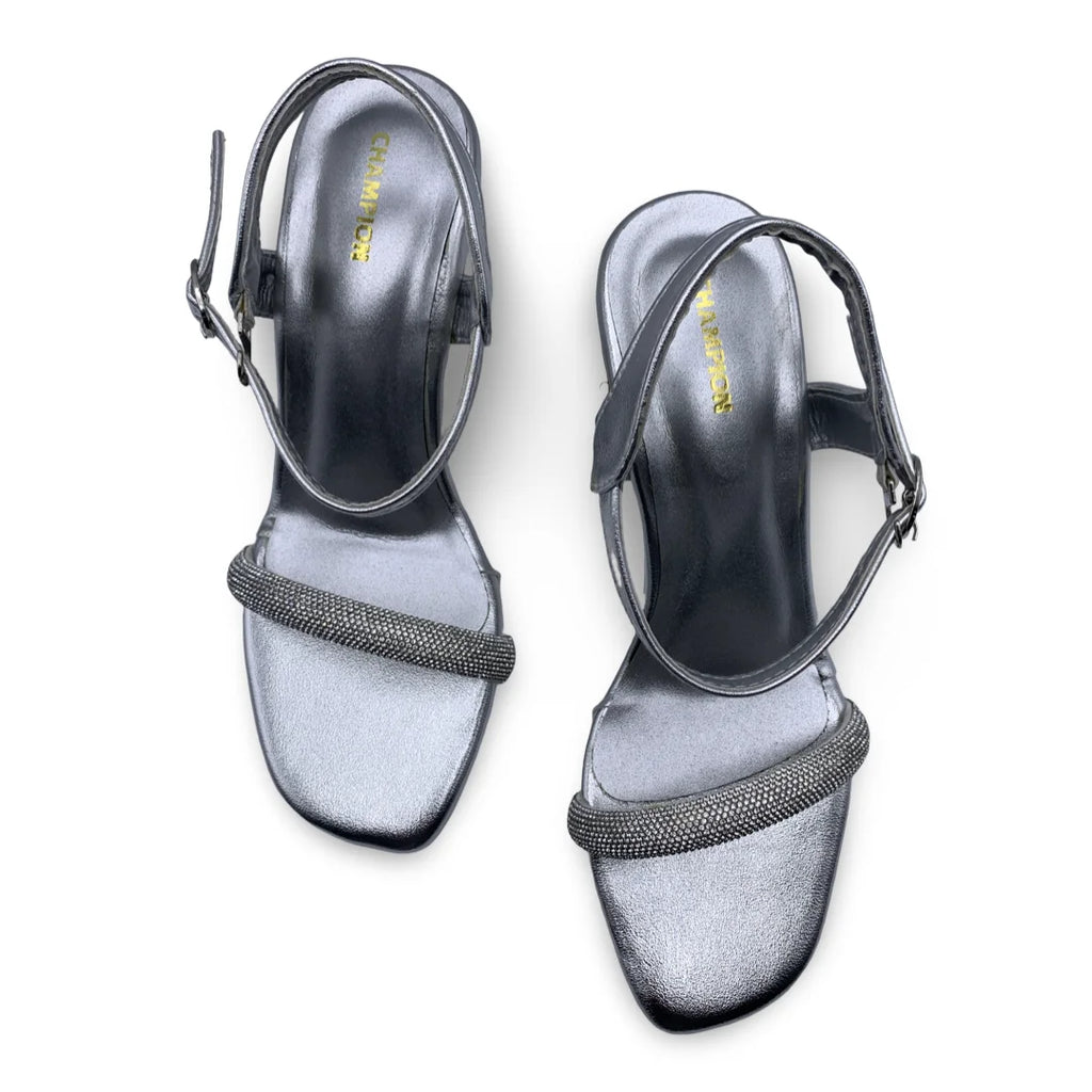 6659  Gleam Strap Flared Heel Sandals